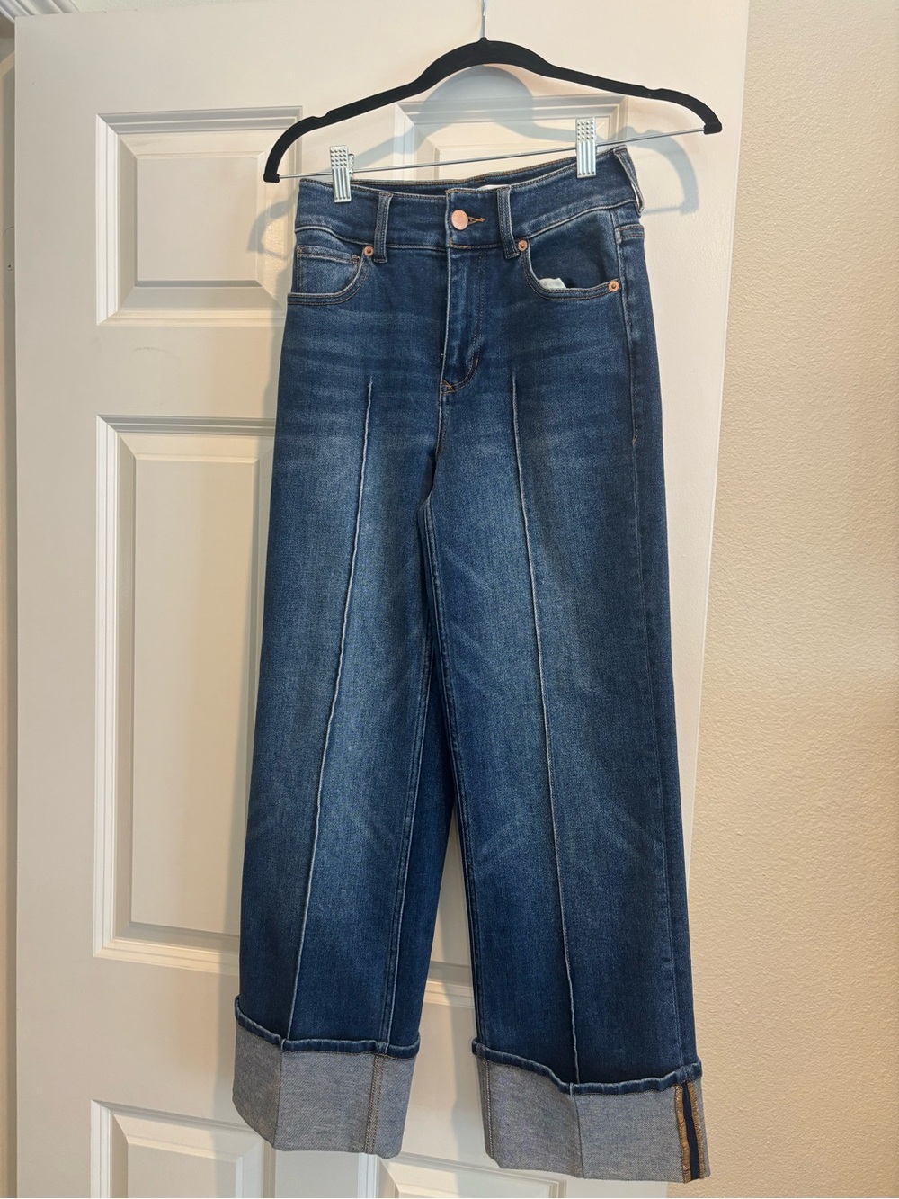 Dear John Dark Blue Wide-Leg Jeans with Center Seams